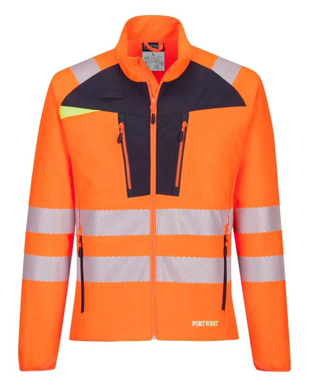 Portwest DX481 DX4 Hi-Vis Zip Base Layer Oranje/zwart voorkant