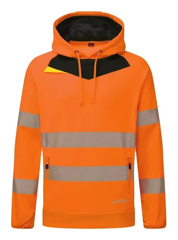 Portwest DX483 DX4 Hi-Vis Hoodie Oranje/zwart voorkant