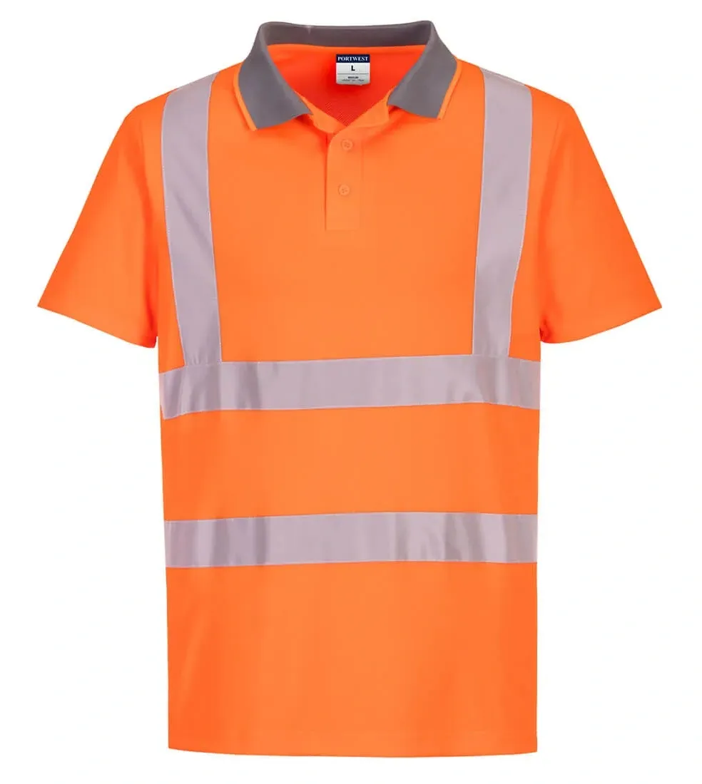 Portwest EC10 Eco Hi-Vis K/M Polo (6 stuks) Oranje voorkant