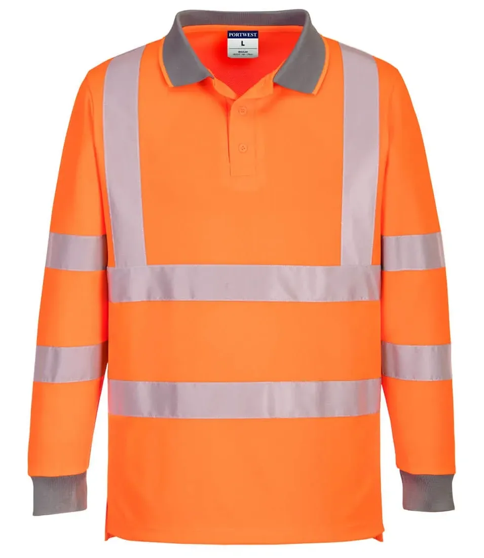 Portwest EC11 Eco Hi-Vis L/S Polo (6 stuks) Oranje voorkant