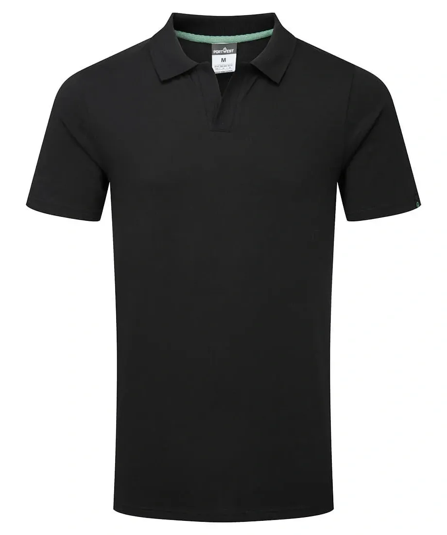 Portwest EC210 Recyclebaar Poloshirt van biologisch katoen Zwart voorkant