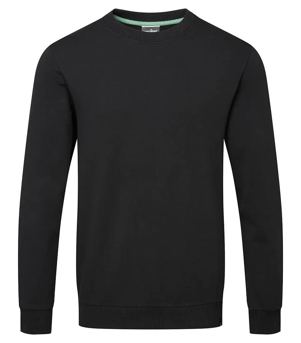 Portwest EC300 Recyclebaar Sweatshirt van organisch katoen Zwart voorkant