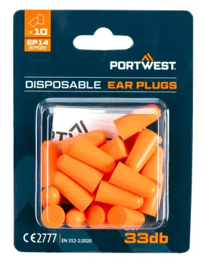 Portwest EP14 PU Schuim Oordop (10 paar) Oranje voorkant