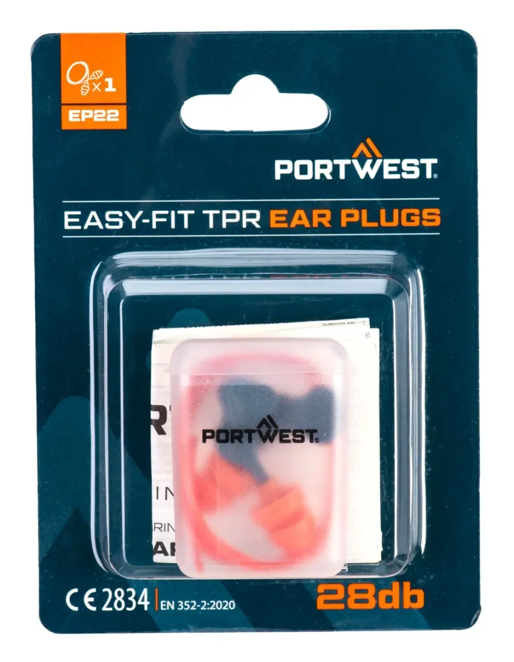 Portwest EP22 Easy Fit TPR met koord (1 paar) Oranje voorkant
