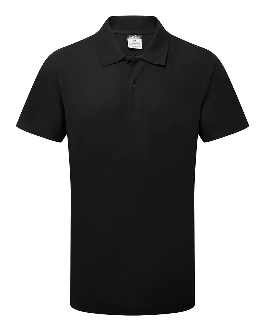 Portwest ES210 ES1 Essential Polo-Shirt K/M Zwart voorkant