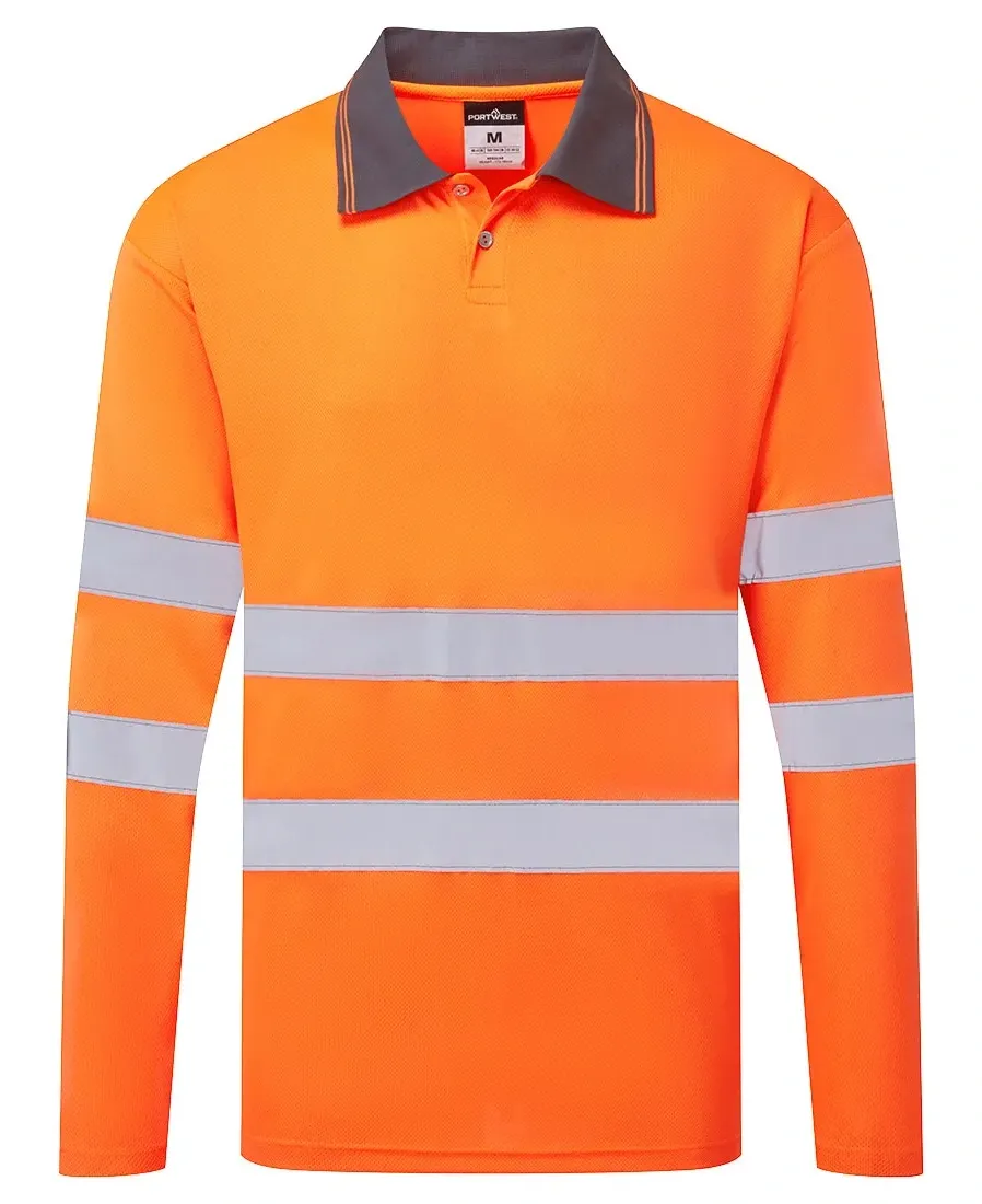 Portwest ES277 ES1 Essential Hi-Vis Polo Shirt L/M Oranje voorkant