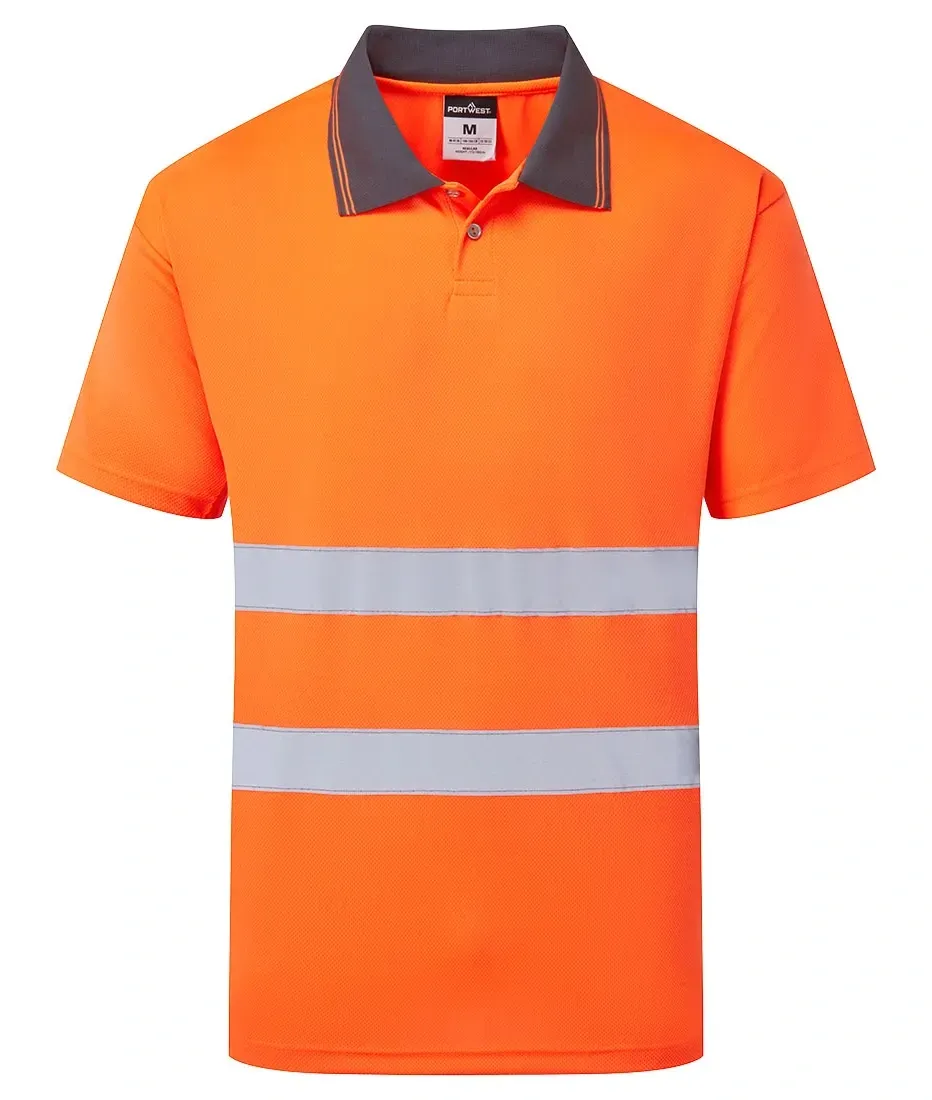 Portwest ES477 ES1 Essential Hi-Vis Polo Shirt K/M Oranje voorkant