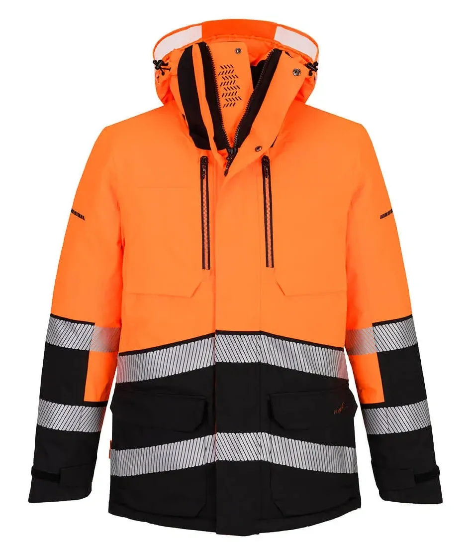 Portwest EV401 EV4 Hi-Vis Expedition Parka Oranje/zwart voorkant