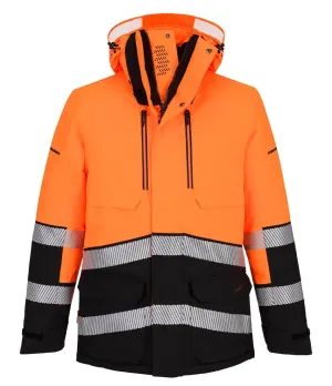 Portwest EV401 EV4 Hi-Vis Expedition Parka Oranje/zwart voorkant