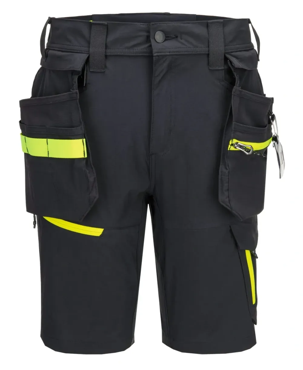 Portwest EV444 EV4 korte broek met afneembare holsterzakken Zwart voorkant