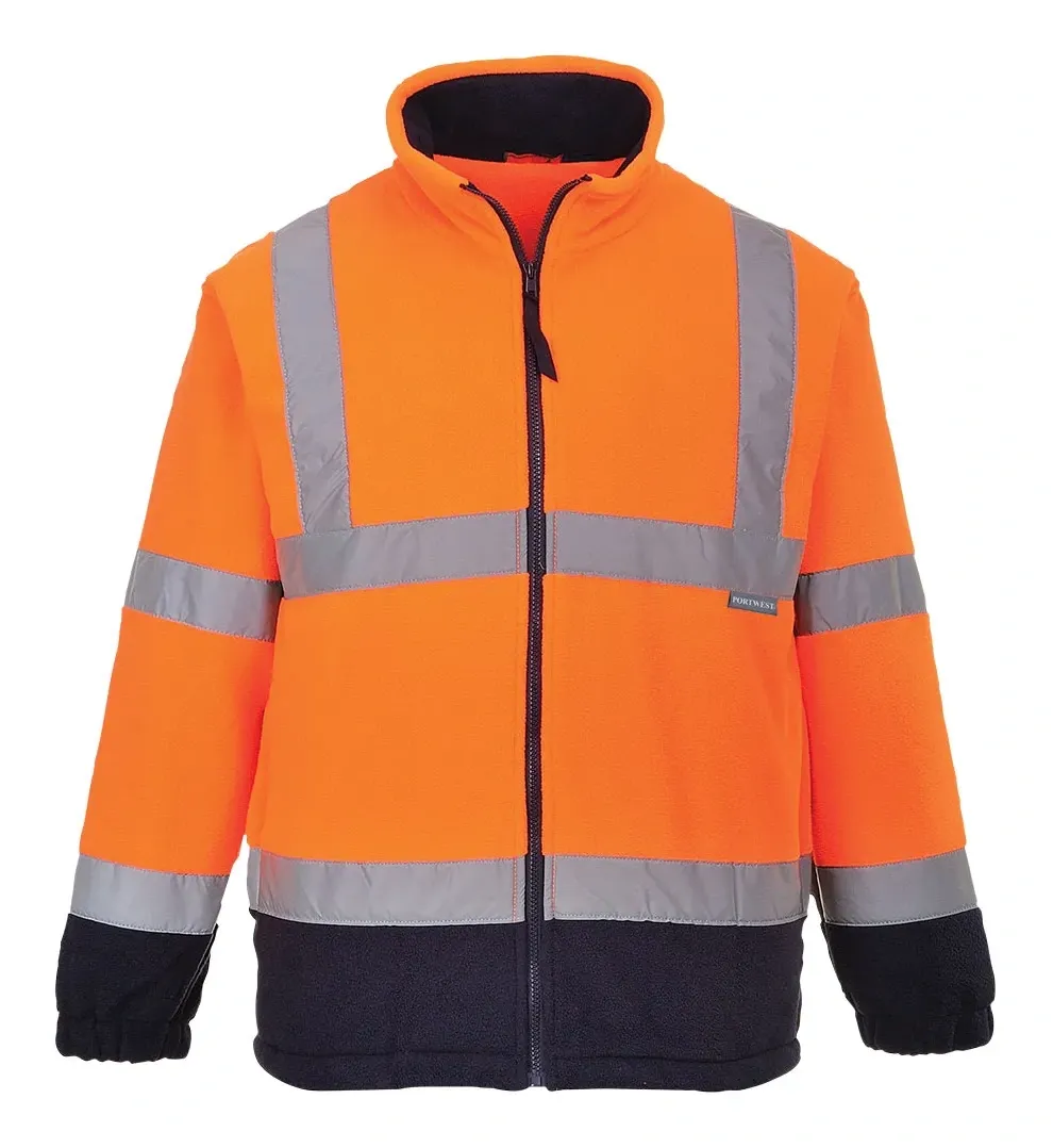 Portwest F301 Hi-Vis Twee Kleuren Fleece Oranje/marine voorkant
