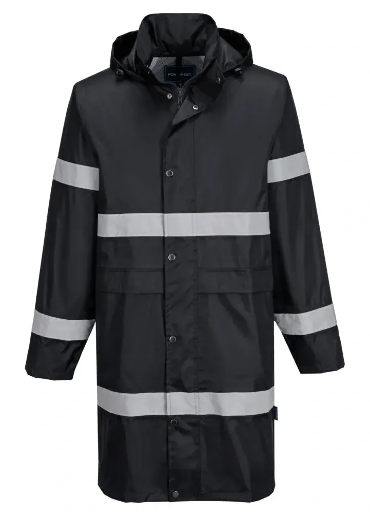 Portwest F437 Iona Regenjas 100cm Zwart voorkant