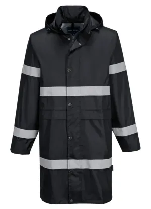 Portwest F437 Iona Regenjas 100cm Zwart voorkant