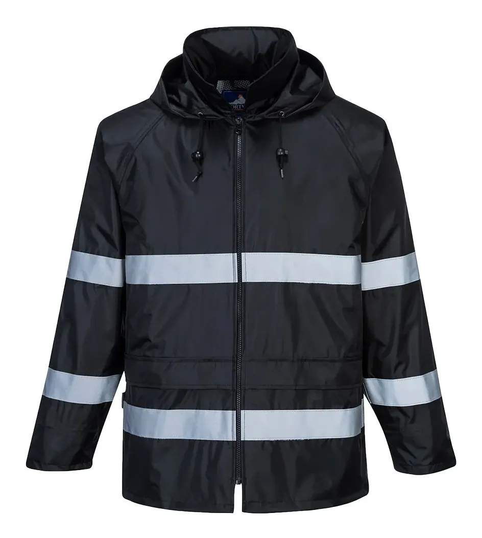 Portwest F440 Klassiek Iona Regenjack Zwart voorkant