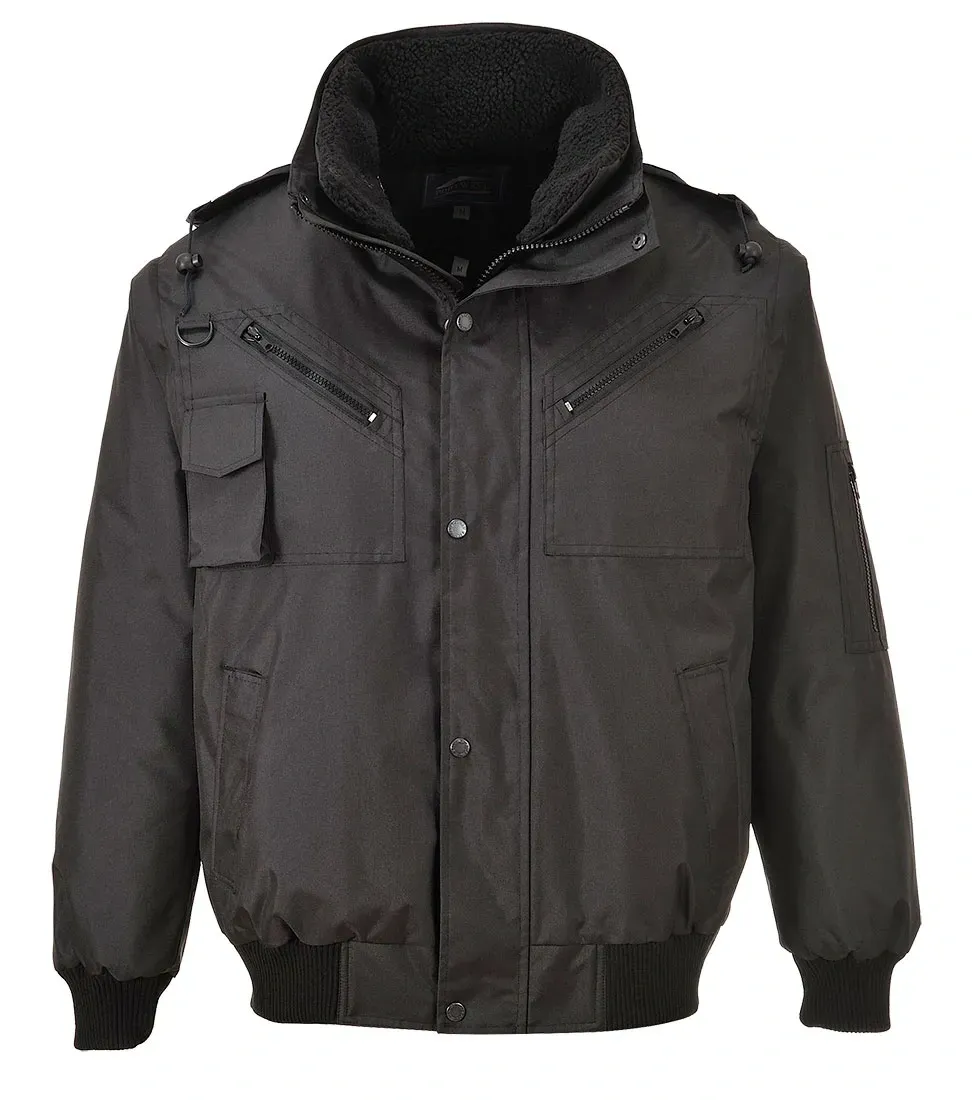 Portwest F465 4-in-1 bomber jack Zwart voorkant