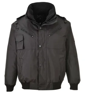 Portwest F465 4-in-1 bomber jack Zwart voorkant