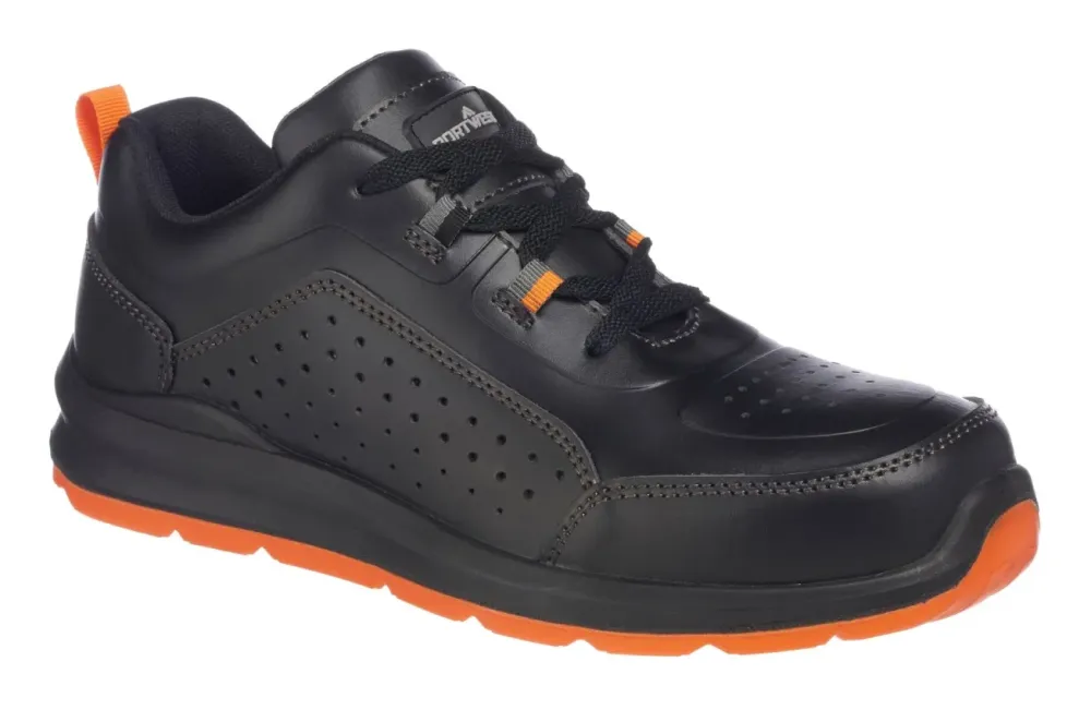 FC09 Portwest Compositelite Volga Sportschoen S1P Zwart/Oranje voorkant