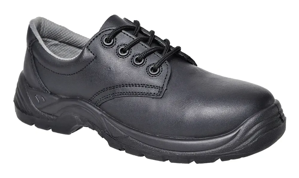 Portwest FC14 Composiet lederen halfhoge schoen S1PS SR Zwart voorkant