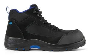 Portwest FC22 Composiet Textiel Suède Halfhoge schoen S3L HRO SR FO Zwart/blauw voorkant
