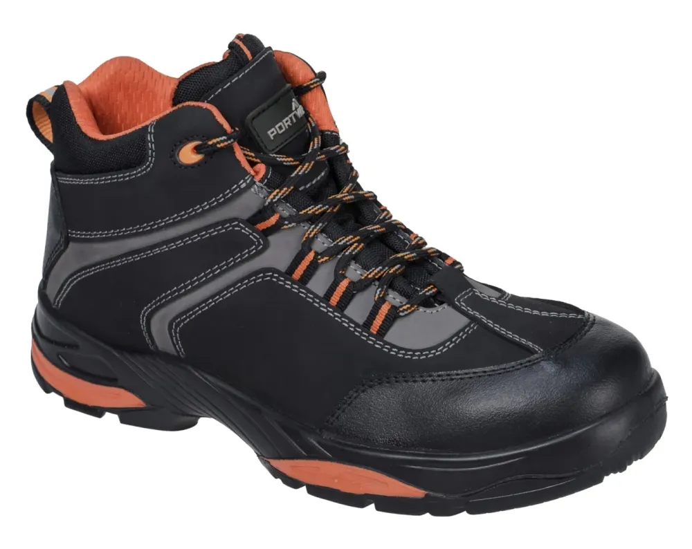 Portwest FC60 Composietleren Nubuck leder schoen S3S HRO FO SR Zwart voorkant