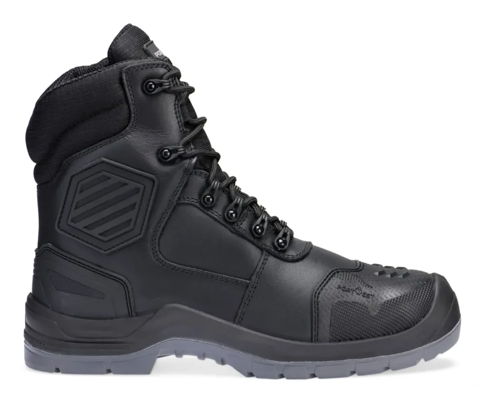 Portwest FD25 Samengesteld leder Halfhoge schoen S7L HRO M CI LG SC AN SR FO Zwart voorkant