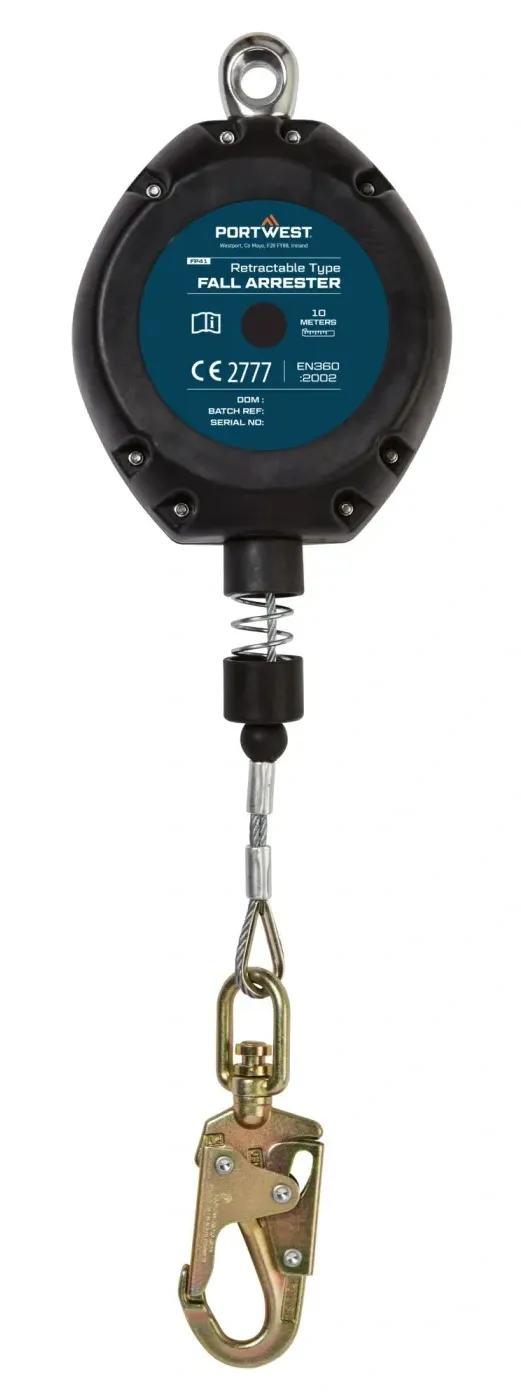 Portwest FP41 10m intrekbaar valstopblok Zwart voorkant