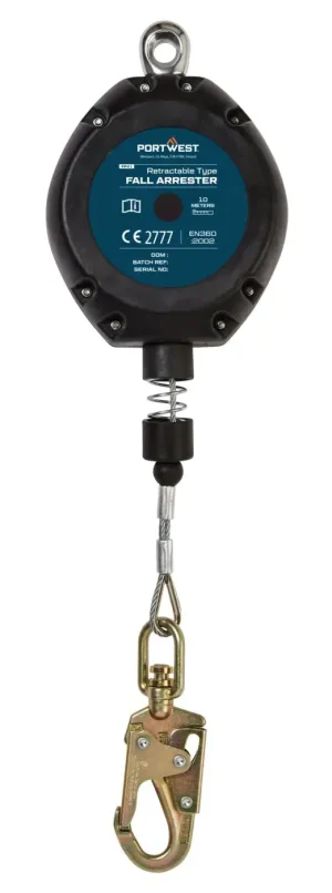Portwest FP41 10m intrekbaar valstopblok Zwart voorkant