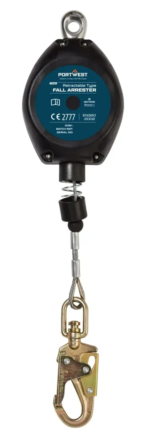 Portwest FP42 6M intrekbaar valstopblok Zwart voorkant