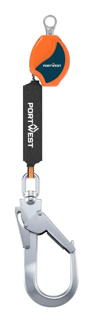 Portwest FP80 2m intrekbare reddingslijn 140kg Oranje/zwart voorkant