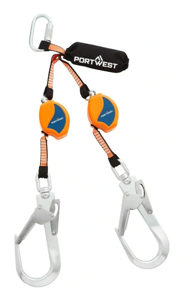 Portwest FP81 2.5m Self Retract Lifeline 140 Zwart/Oranje voorkant
