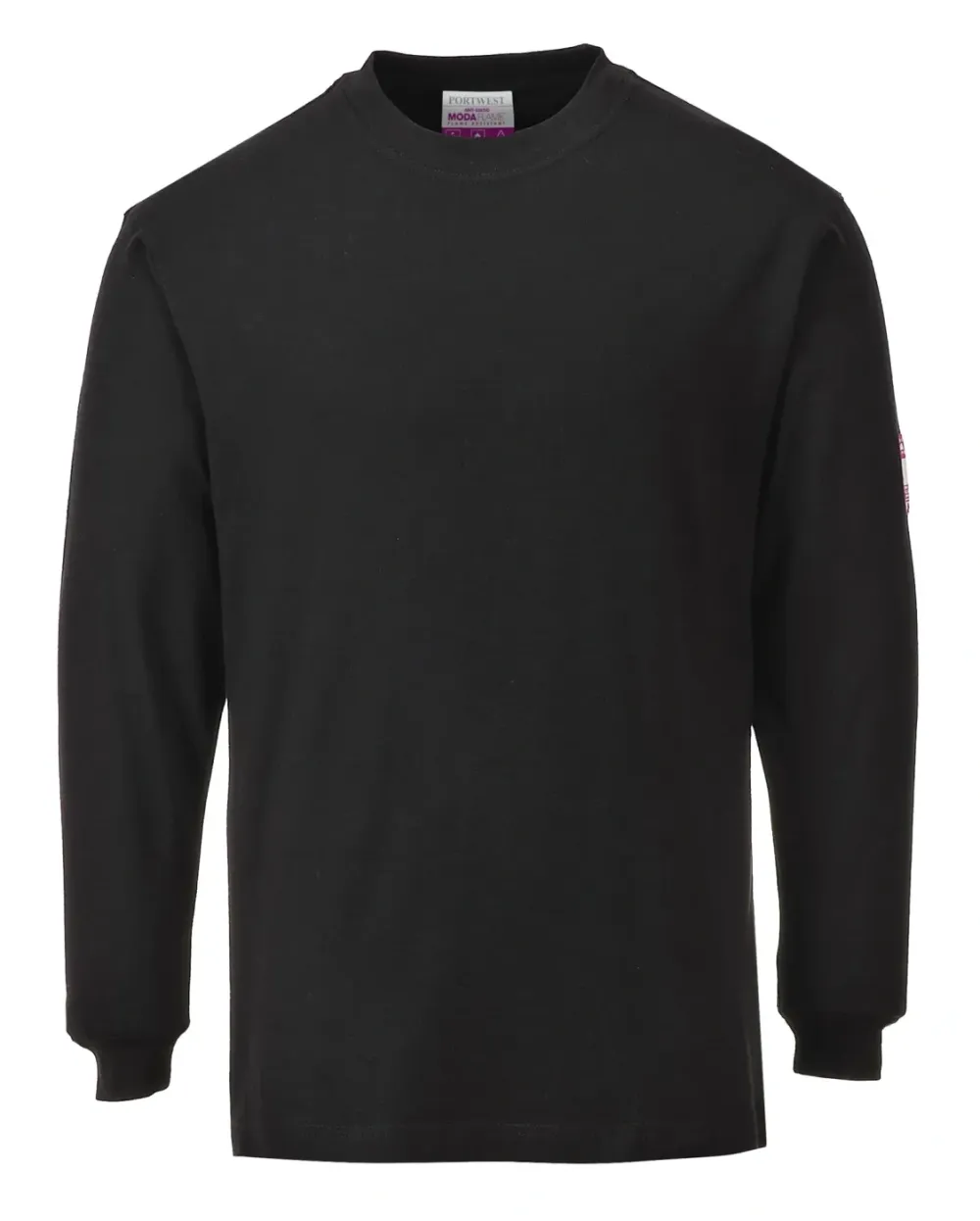 Portwest FR11 Vlamvertragende Modaflame Anti-statisch T-Shirt Lange Mouw Zwart voorkant