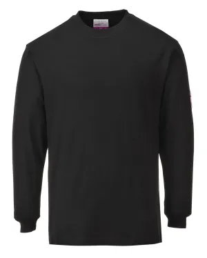 Portwest FR11 Vlamvertragende Modaflame Anti-statisch T-Shirt Lange Mouw Zwart voorkant