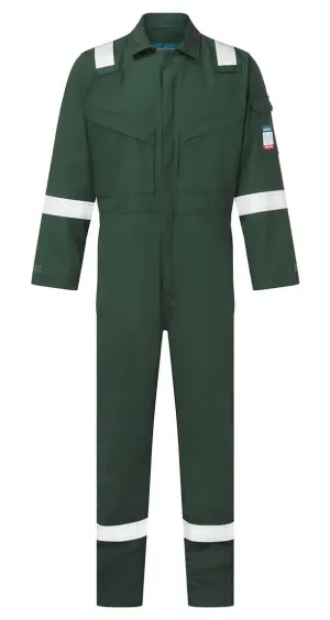 Portwest FR28 Lichtgewicht Vlamvertragende Antistatische Overall 280gr Groen voorkant