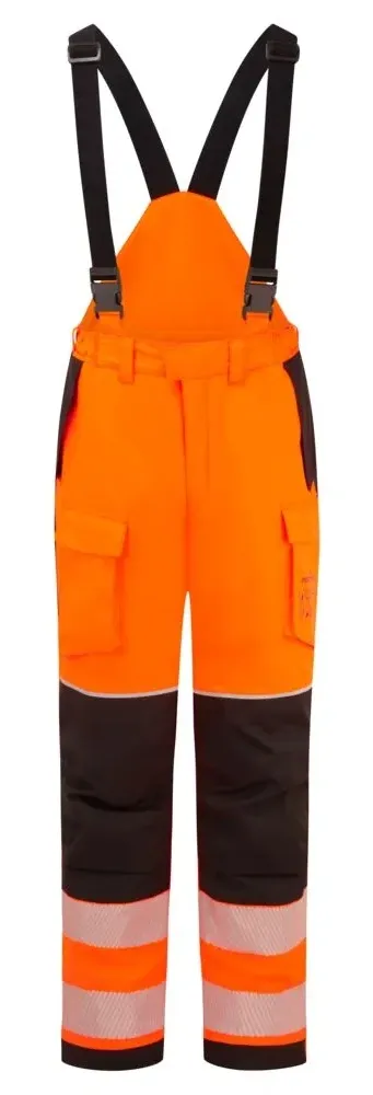 Portwest FR426 PW3 Vlamvertragende Modaflame Regen Hi-Vis winterbroek Oranje/zwart voorkant