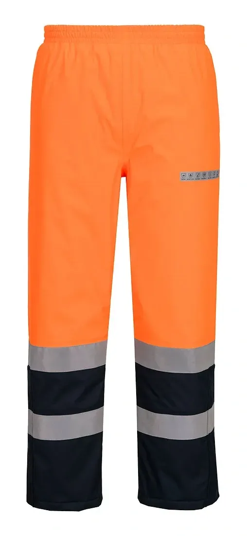 Portwest FR434 Bizflame Rain+ Hi-Vis Multi-Norm Contrast FR Winterbroek Oranje/marine voorkant