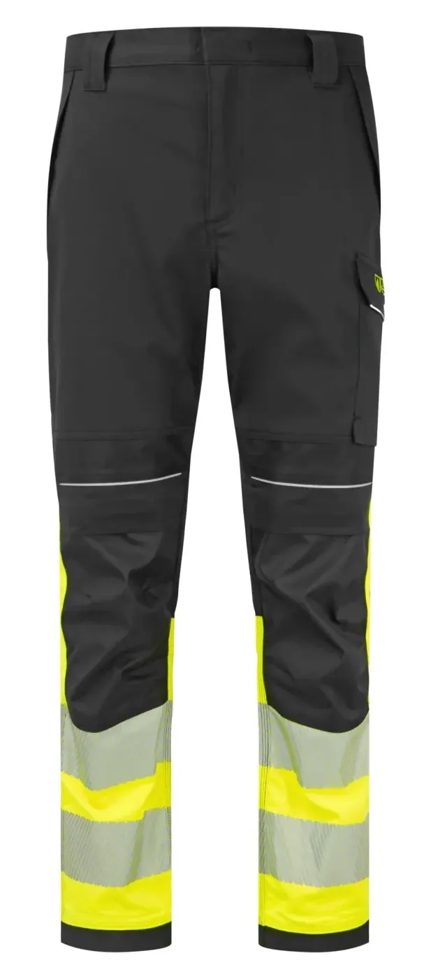 Portwest FR450 PW3 Modaflame Hi-Vis Klasse 1 FR Werkbroek Geel/zwart voorkant