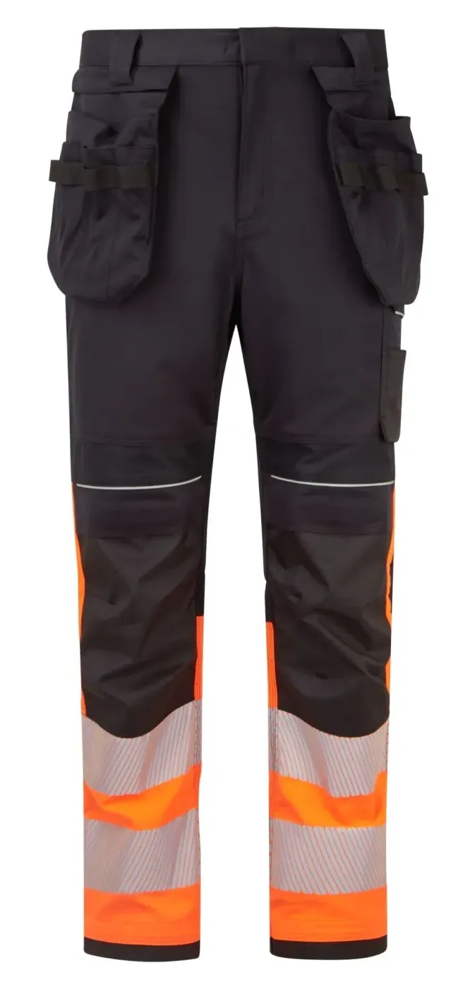 Portwest FR452 PW3 Modaflame Hi-Vis Klasse 1 FR Werkbroek Oranje/zwart voorkant