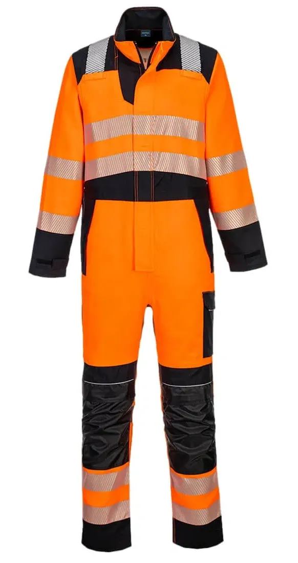 Portwest FR509 PW3 Vlamvertragende Modaflame Hi-Vis Overall Oranje/zwart voorkant