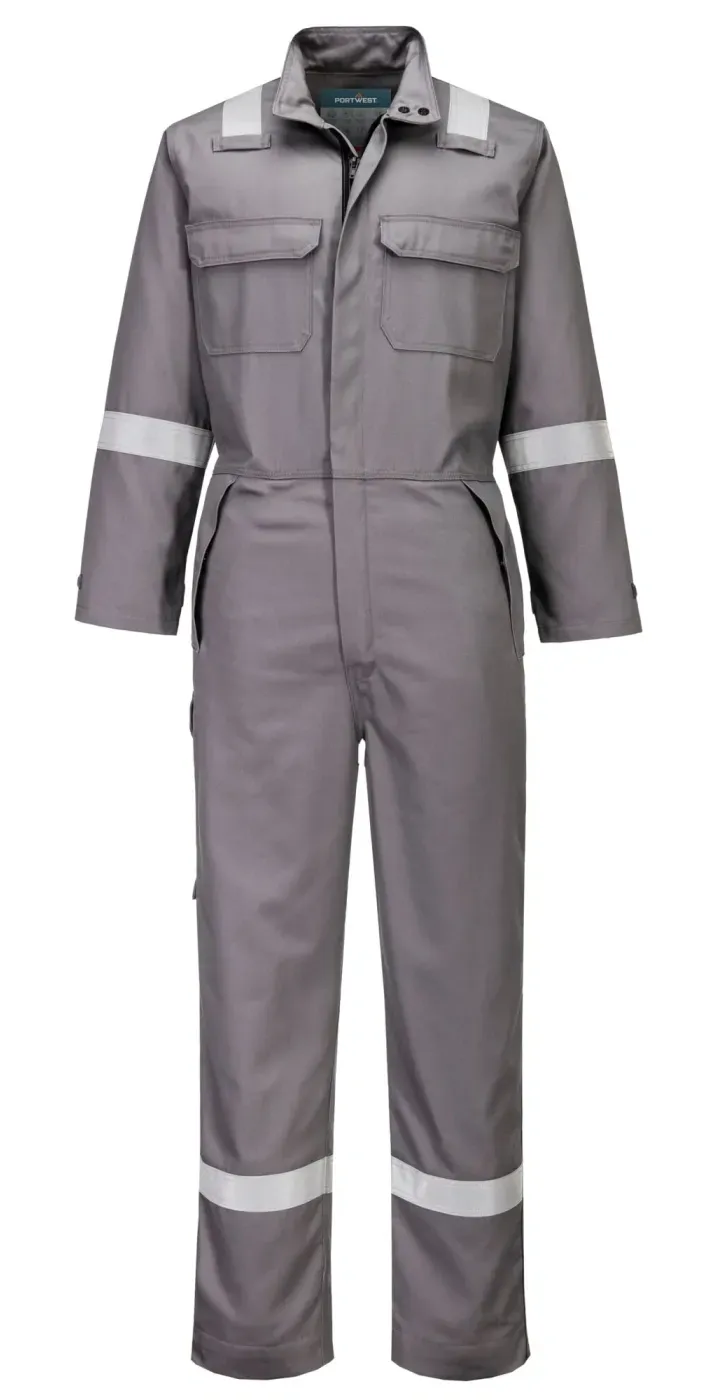 Portwest FR513 FR Chemical Resistant Coverall Grijs voorkant
