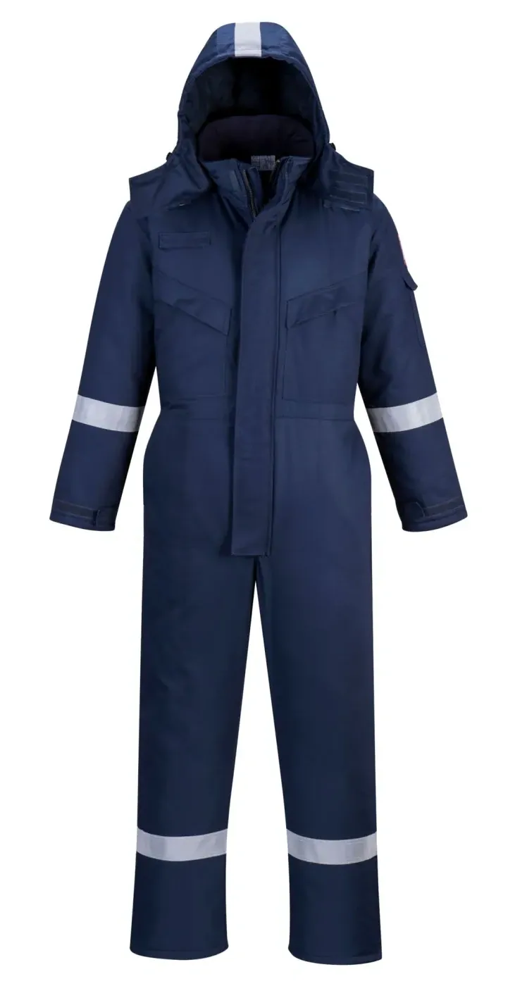 Portwest FR53 Vlamvertragende Antistatische Winteroverall Marine voorkant