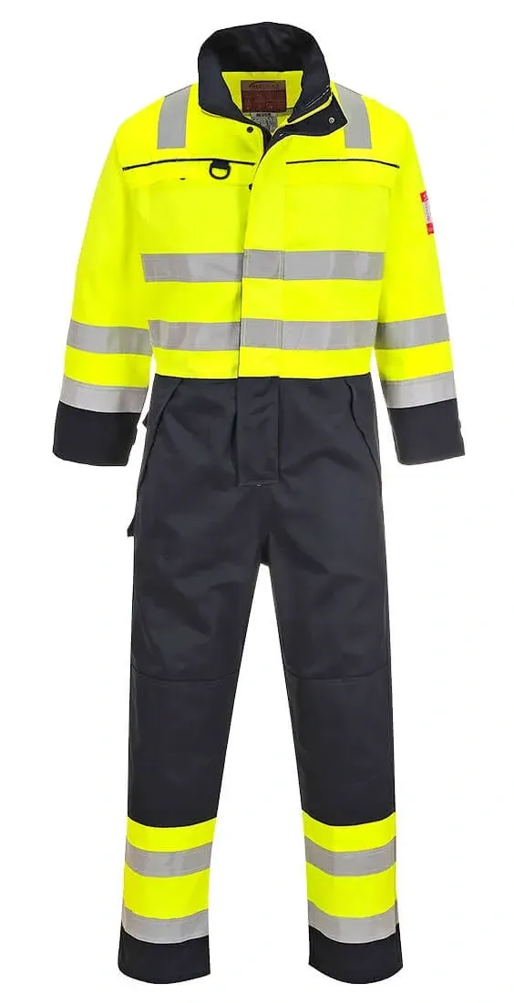 Portwest FR60 Hi-Vis Multi-Norm Overall Geel/marine voorkant