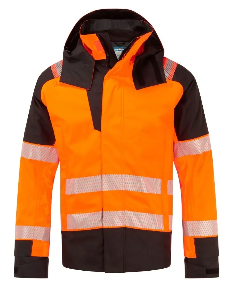 Portwest FR606 PW3 Modaflame Rain+ Hi-Vis Multi-Norm FR winterjack Oranje/zwart voorkant