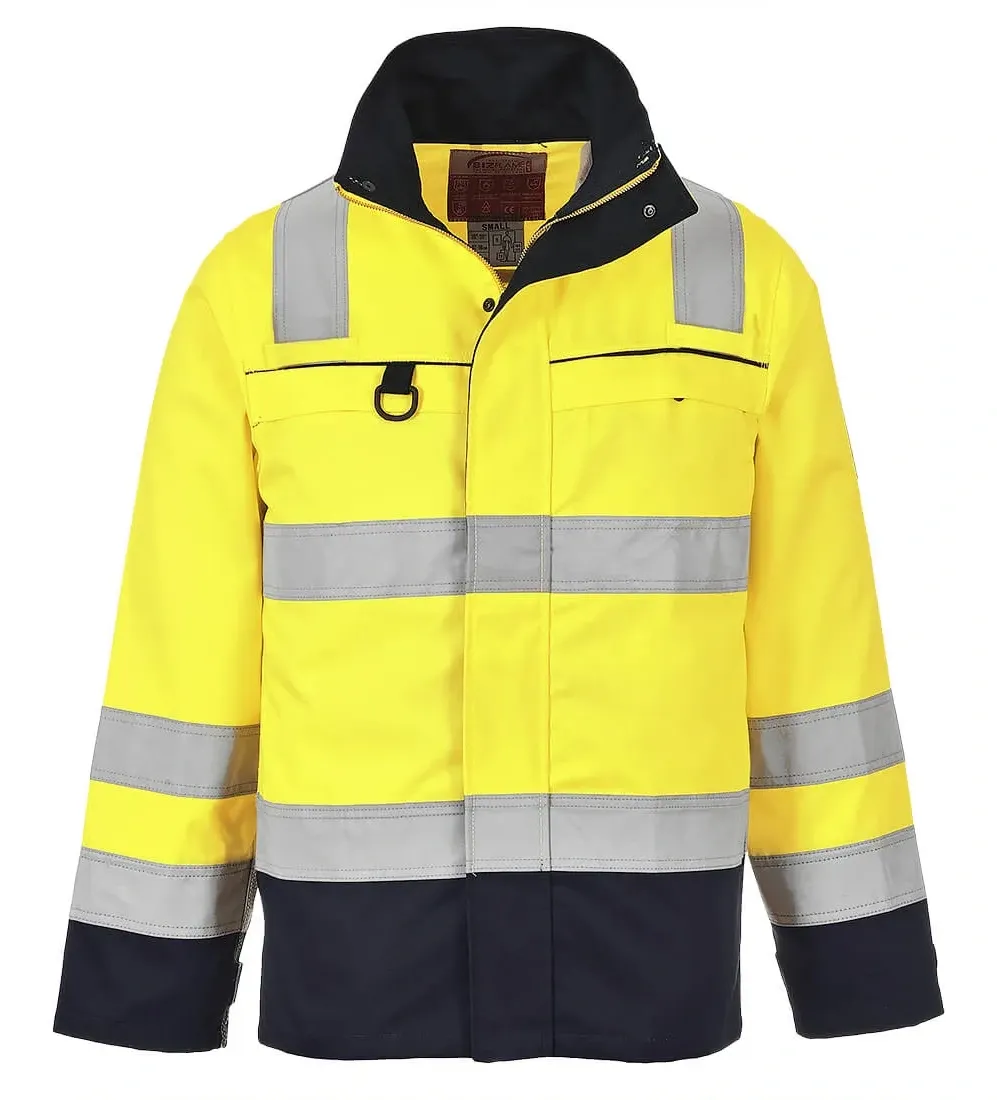 Portwest FR61 Hi-Vis Multi-Norm Jack Geel/marine voorkant