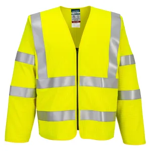 Portwest FR616 Bizflame Hi-Vis FR Vest met lange mouwen en rits Geel voorkant