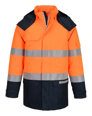 Portwest FR617 Bizflame Rain+ Hi-Vis Multi-Norm Contrast FR Winterjack Oranje/marine voorkant