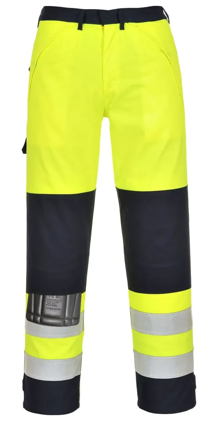 Portwest FR62 Hi-Vis Multi-Norm Broek Geel/marine voorkant