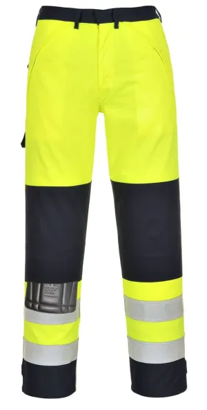 Portwest FR62 Hi-Vis Multi-Norm Broek Geel/marine voorkant