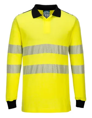 Portwest FR702 PW3 Vlamvertragende Modaflame Hi-Vis Poloshirt Geel/zwart voorkant