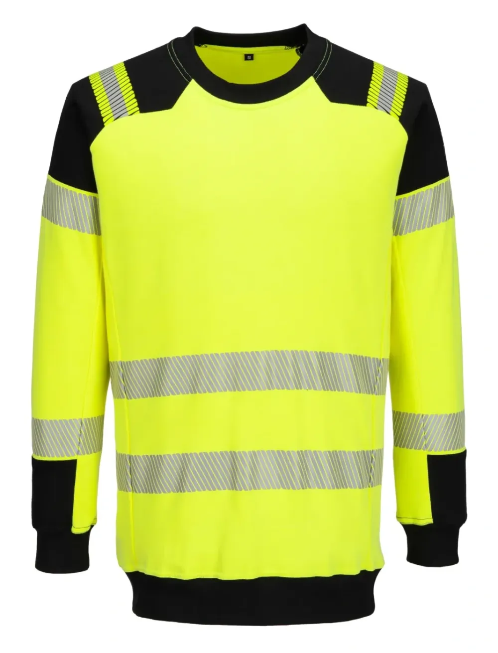 Portwest FR707 PW3 Modaflame gebreid Hi-Vis FR sweatshirt Geel/zwart voorkant