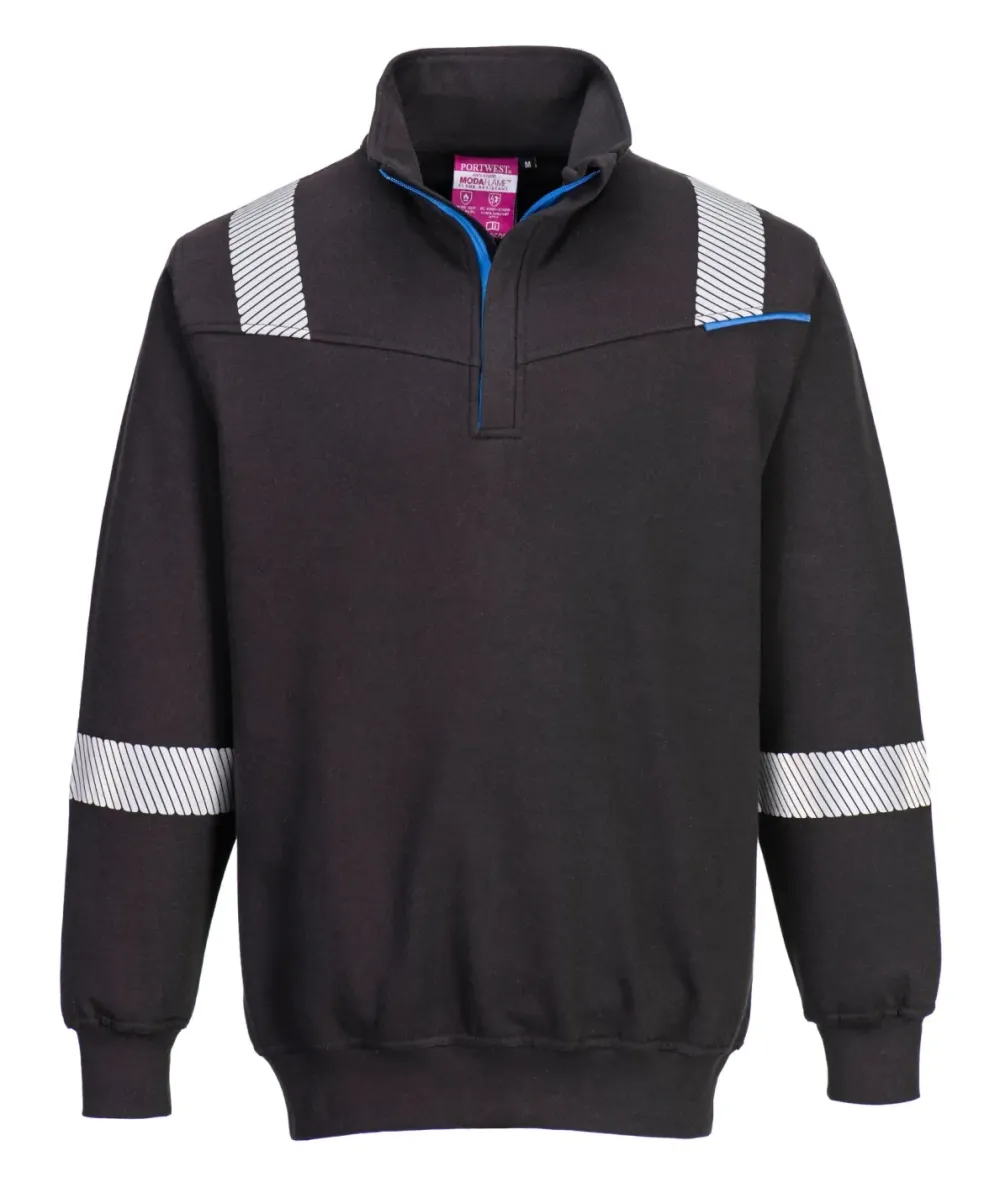 Portwest FR710 WX3 Vlamwerend Sweatshirt Zwart voorkant
